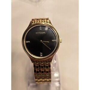 Wittnauer Black Tie Men's 34mm Gold Tone Stainless Steel Watch WN3074. 7.25"